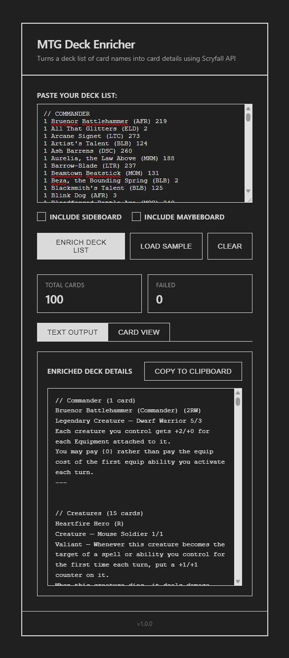 The same screenshot as before, except now the ui contains content that has been added by the user and enriched